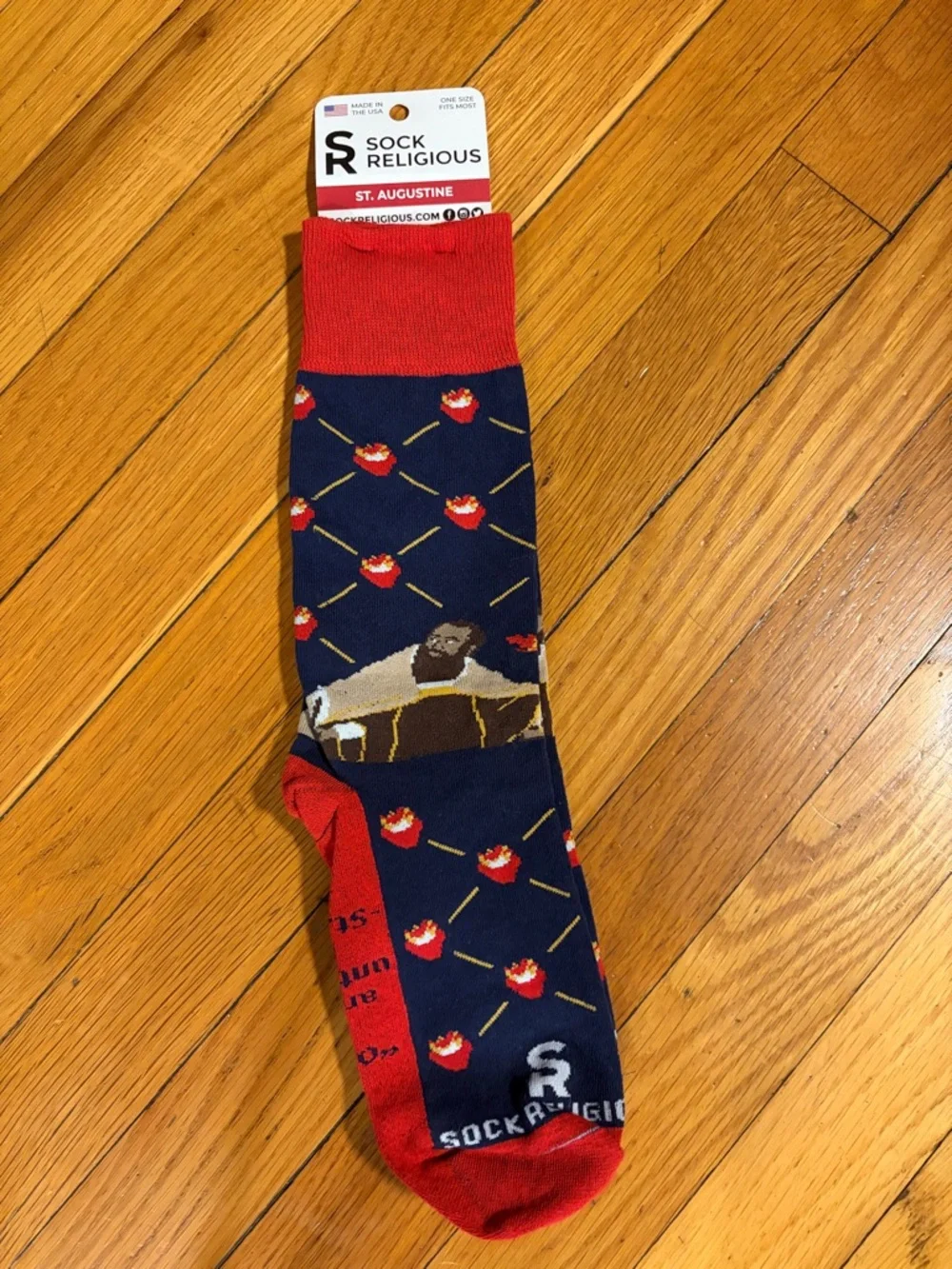 NWT Sock Religious St. Augustine Unisex Novelty Crew Socks w.  Religious Motif.